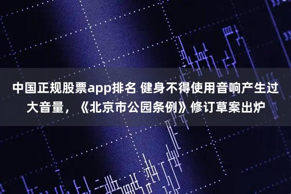 中国正规股票app排名 健身不得使用音响产生过大音量，《北京市公园条例》修订草案出炉